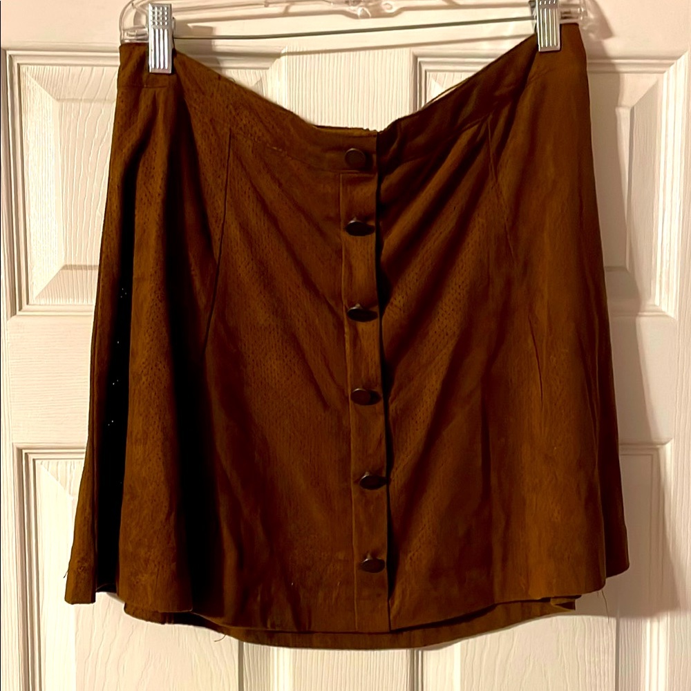 Brown Button-Front Skirt